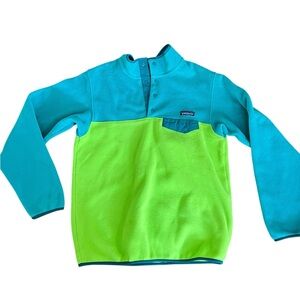 Patagonia Teal and Lime Fleece Pullover